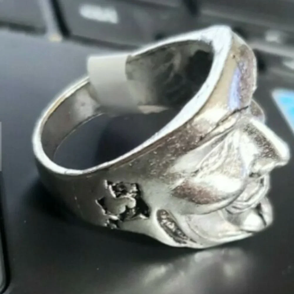 Guy Fawkes Ring Silver Black Anonymous Vendetta V Mens Stainless Steel Size 12